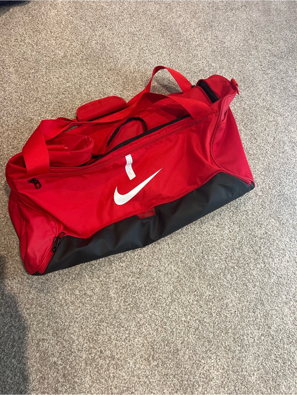 Nike Red and Black Training Duffel with White Swoosh